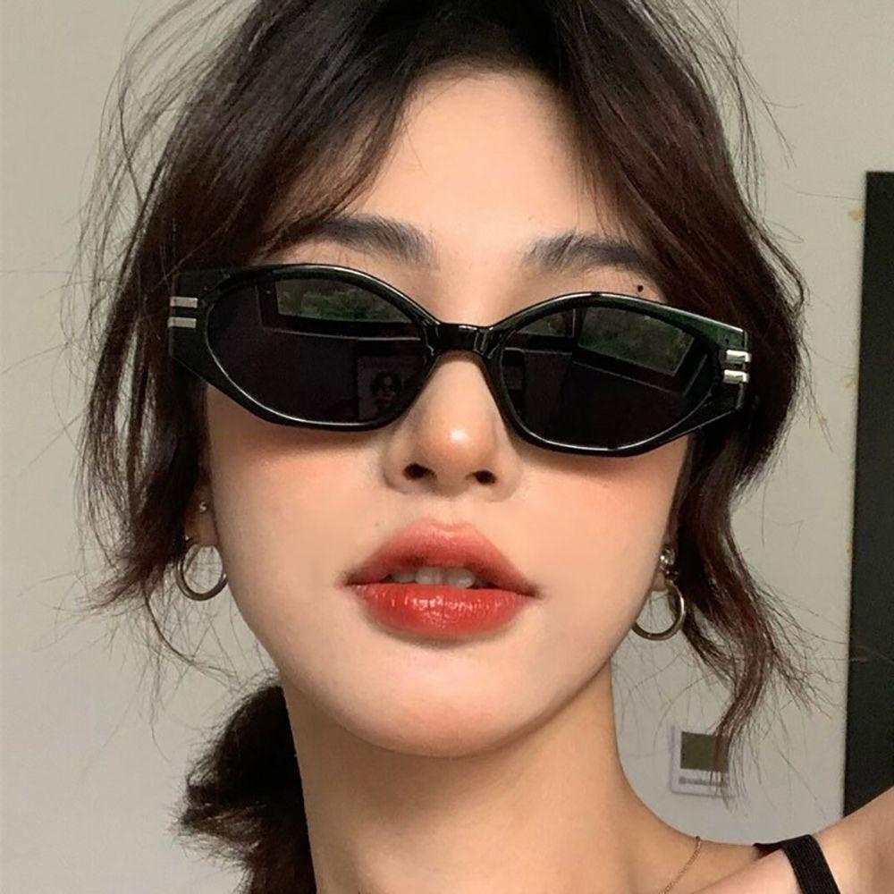 Mxbeauty Kacamata Hitam Mata Kucing Kepribadian Hip Hop Wanita Pria Korea Vintage Women Glasses