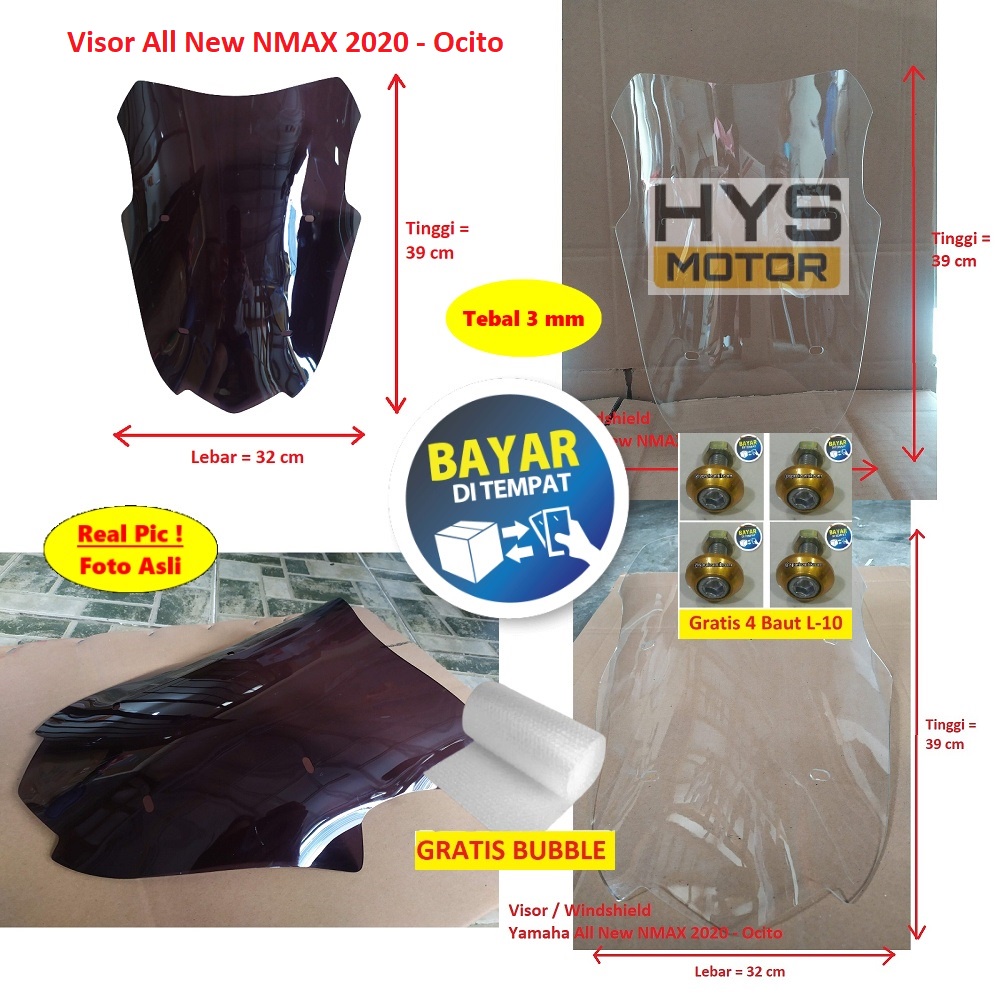 [COD] Visor All New NMAX 2020 2021 2022 (MODEL Variasi OCITO) Windshield Winsil Bahan Acrylic Akrili