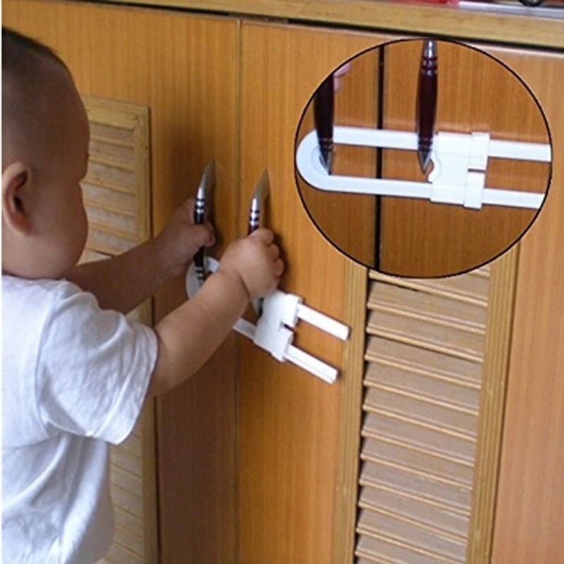 [Harga Grosir]1pc Kunci Pengaman Pintu Lemari / Kulkas Multifungsi Untuk Keamanan Bayi / Anak/Hot Sale