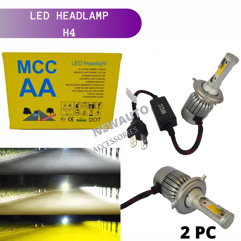 bohlam lampu LED mobil Headlight 3 warna Lampu Utama Mobil H4 MCC 3WARNA