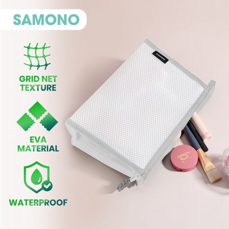 SAMONO SMB003 Pouch Kosmetik Portable Dompet Jaring Serbaguna Polos Tempat Organizer Anti Air Murah