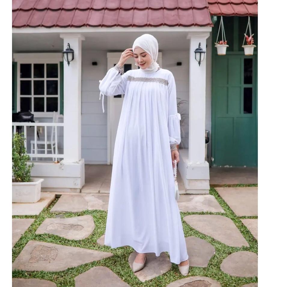Tren Kekinian.. Gamis Wanita Kekinian Terbaru 2022 Baju Wanita Gamis Putih Gamis jumbo Anggun Maxy D