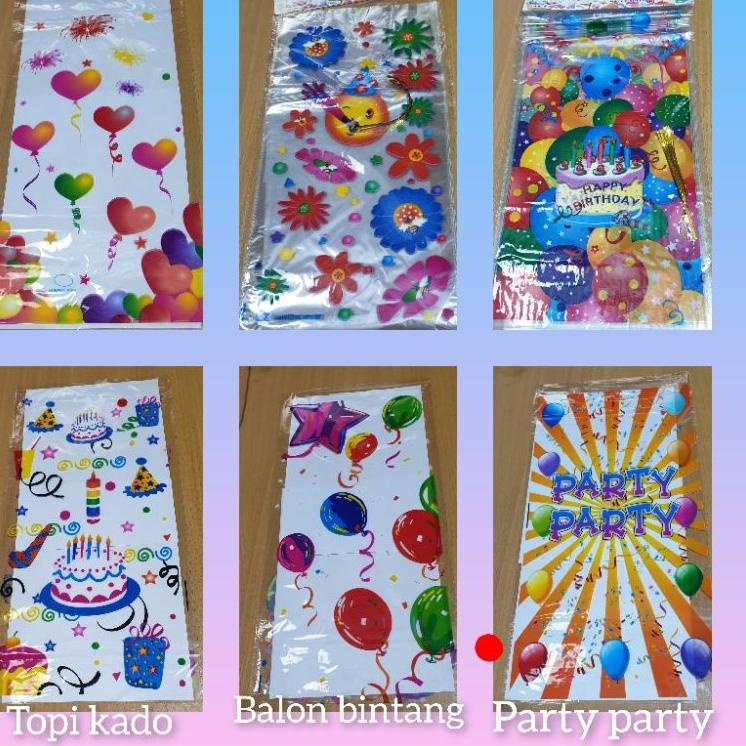 

6.6 MALL Plastik snack ulang tahun anak karakter goodie bag packaging 1 pak isi 10 lembar free kawat pengikat 50 x 25 cm