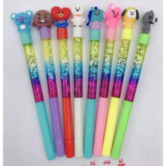 

Pen gel gliter lucu karakter BTS isi 12 pcs