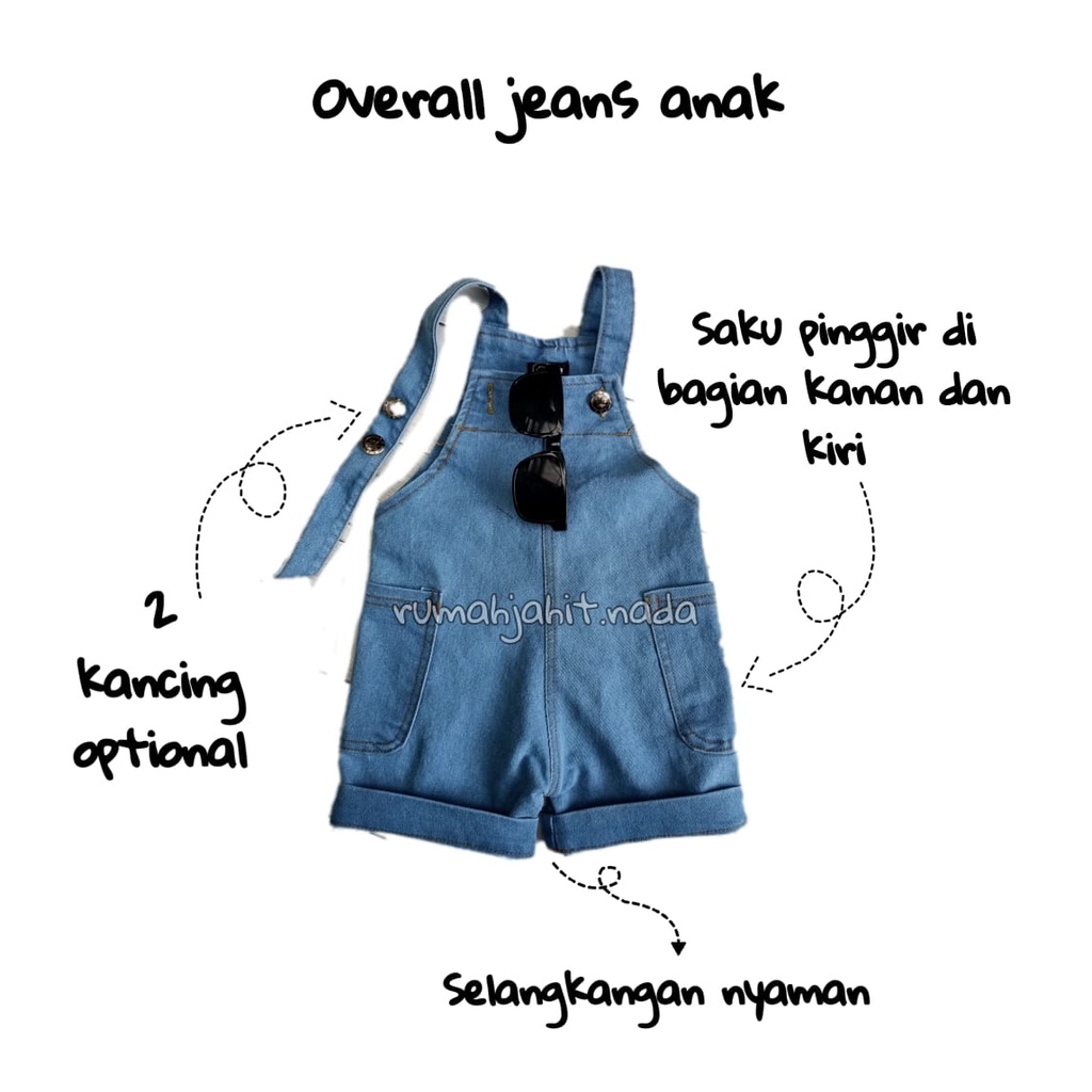 Overall jeans anak (saku pinggir)