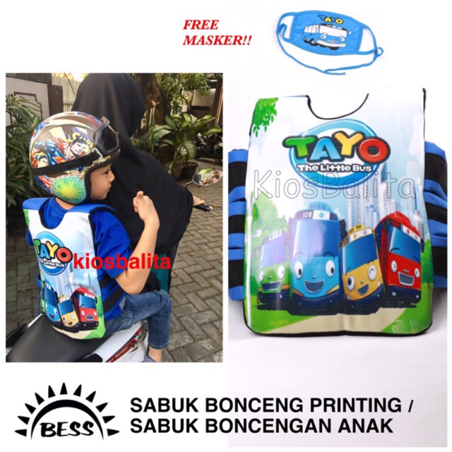 FREE MASKER!! SABUK BONCENGAN PRINTING / SABUK KURSI JOK BONCENG MOTOR ANAK UNTUK DEPAN &amp; BELAKANG