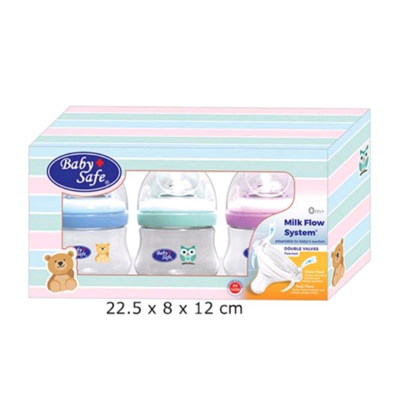 Babysafe WNS01 Wide Neck Bottle 0+M  Set 125ml 3pcs/Botol susu set