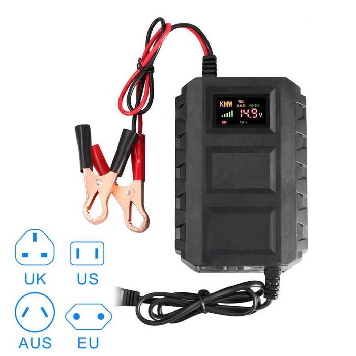 Sikeo Charger Aki Mobil Lead Acid Smart Battery Charger 12V 20Ah sd 100Ah