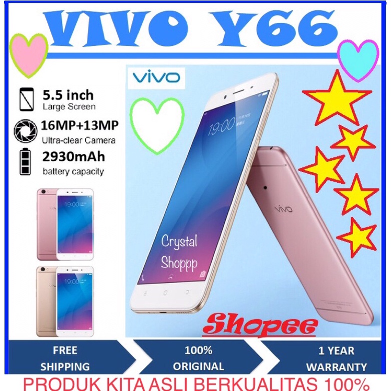 Hp VIVO Y66 ORi RAM 4/64GB [Dual Sim Li-Po 4100mAh+Layar 5,5inci+12MP] BARU FULSET GARANSI 1TAHUN