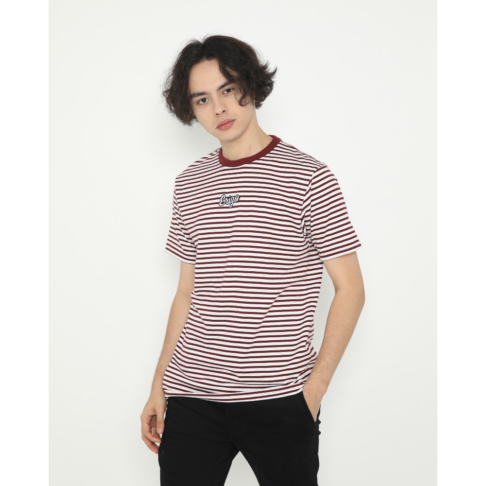 Erigo T-Shirt Stripe Gazzy Maroon