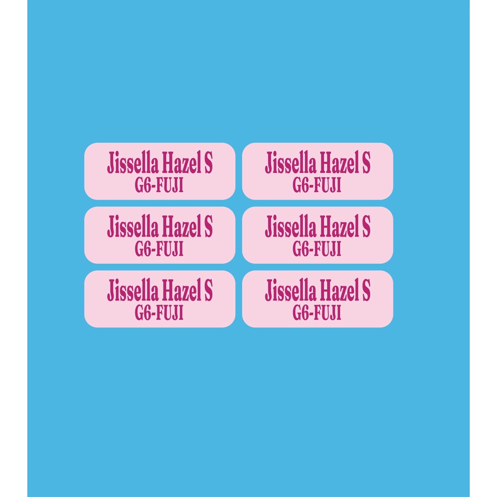 

stiker label nama water proof tahan air vinyl size L polos pink