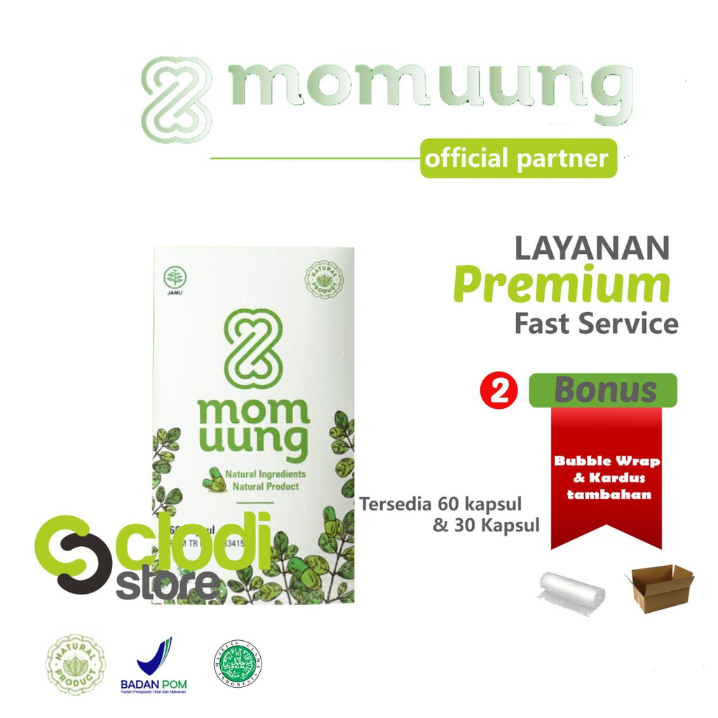 BPOM HALAL NATURAL ASI BOOSTER MOM UUNG 60 kapsul 30 Kapsul / KELORCAP MOMUUNG HERBAL