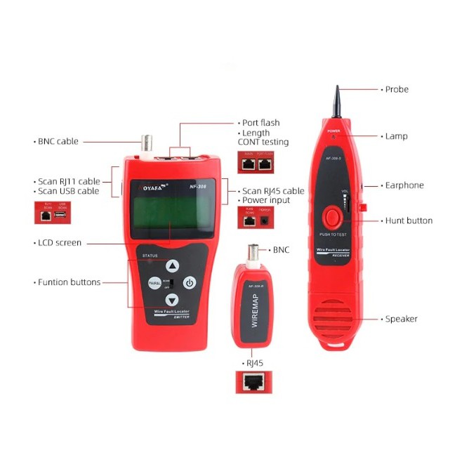 TESTER KABEL LAN COAXIAL TELP TRACKER DIGITAL NF308 NF-308 NOYAFA ORI