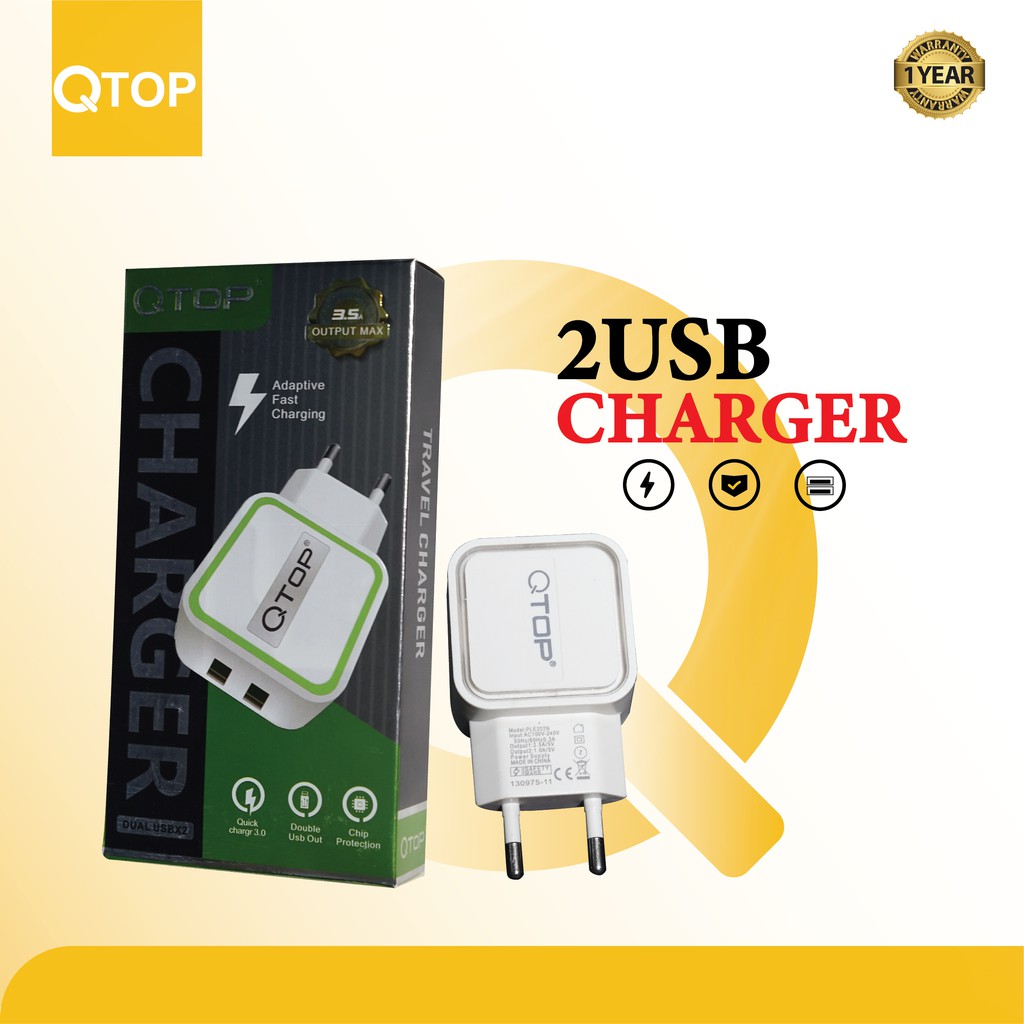Batok Charger Qtop Original 2Usb Fast Charger SERIES TRANSFORMER [kk]