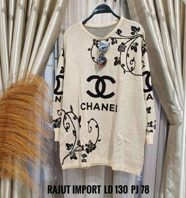 Chanel Rajut Jumbo, BLOUSE RAJUT JUMBO CANTIK FIT XL-XXXXL LD 130-150 BAHAN RAJUT PREMIUM TERMURAH TERLARIS OOTD