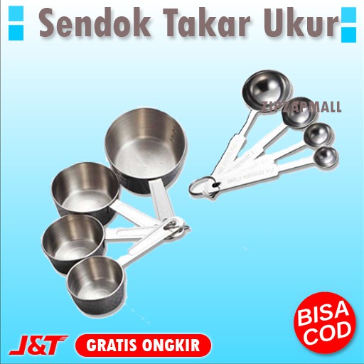 Set Sendok Takar Ukur Bumbu Dapur Kopi Stainless Steel 8pcs Murah Original