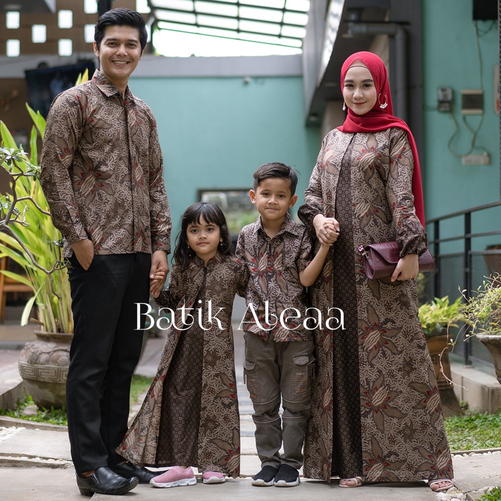 Set Baju Batik Keluarga Seragam Hajatan Gamis Kemeja Jagung