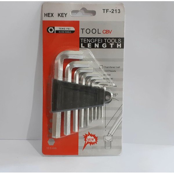 Kunci L Set 9 Ukuran Kunci sedang / Hex Key Wrench Hand Tools