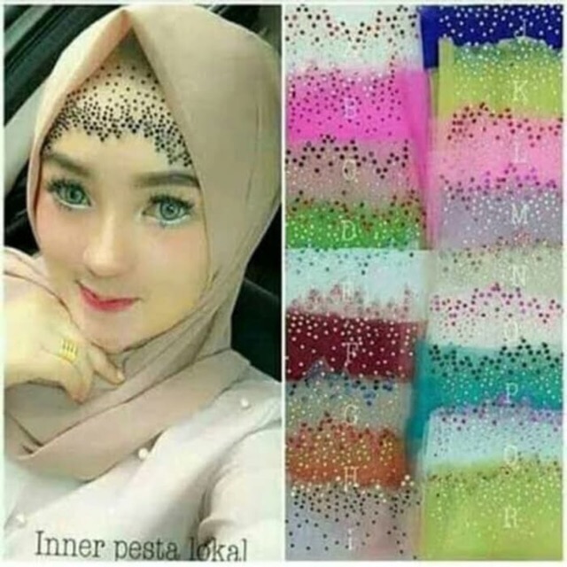 inner jilbab ciput pesta ciput payet tile diamond (ciput pesta)