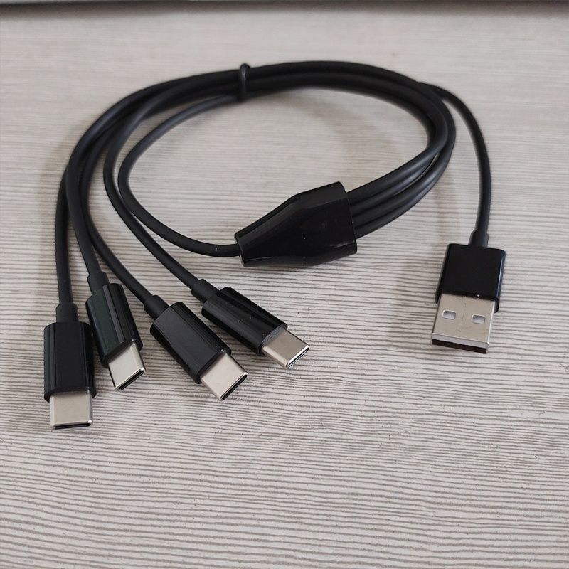 Cre Kabel Spliter Multi USB C 50cm Kabel Cas 4in1 Dengan 4colokan Male Type-C