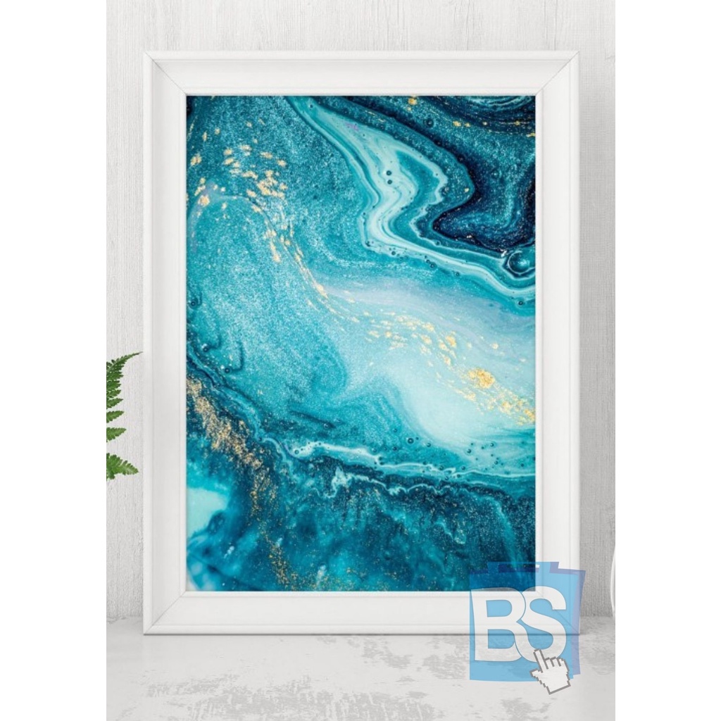 LUKISAN MARMER ABSTRAK LAUT BISA CUSTOM KAIN KANVAS TERBAIK MARSOTO CAT AKRILIK ORIGINAL