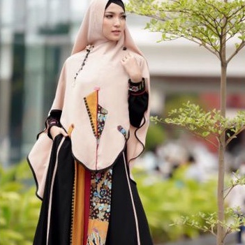 Wow keren  set gamis aulia ori syar'i syari kombinasi lurik dan batik model terbaru lebaran 2022, wa