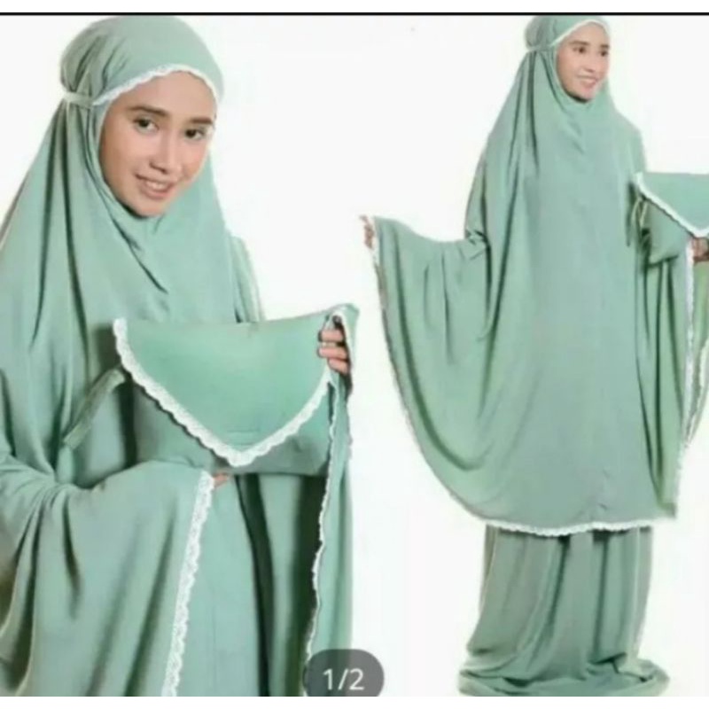 MUKENAH AMOLOP RENDA PREMIUM MUKENAH DEWASA HYGET POLOS SIZE FREE TAS TRAVELING