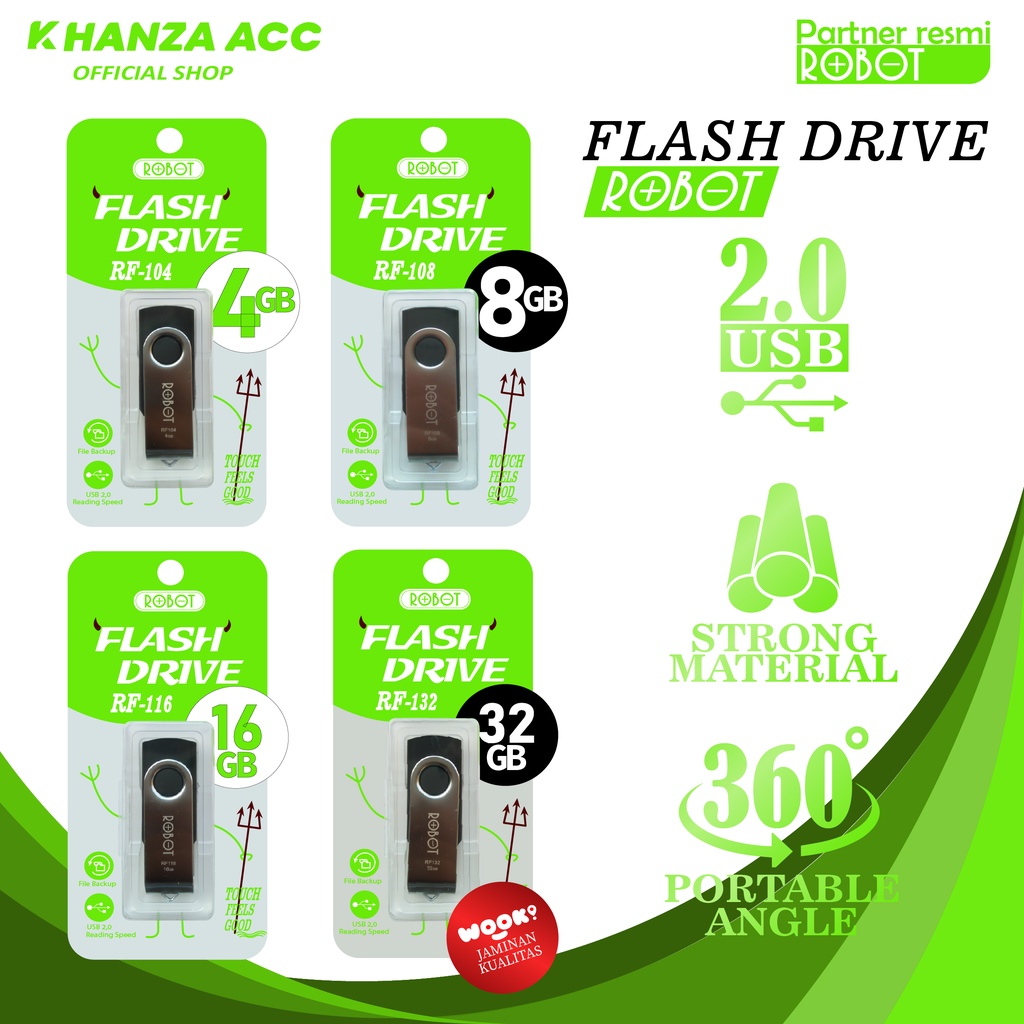 KHANZAACC Promo Flashdisk Robot 4GB / 8GB / 16GB / 32GB USB 2.0 Original Bergaransi Resmi ini