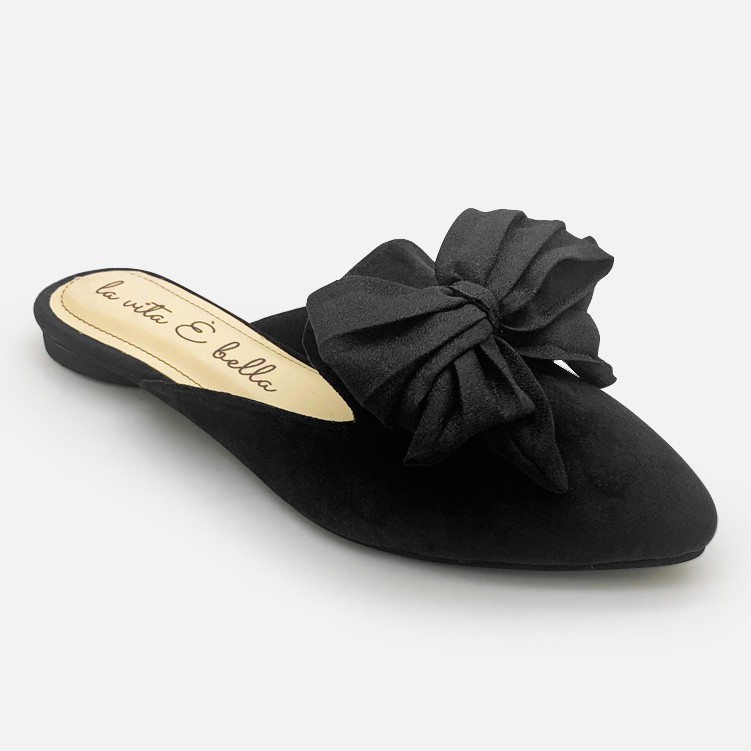 La Vita E Bella Bonnie Sepatu Selop Wanita dengan Pita [LV 512] – Black