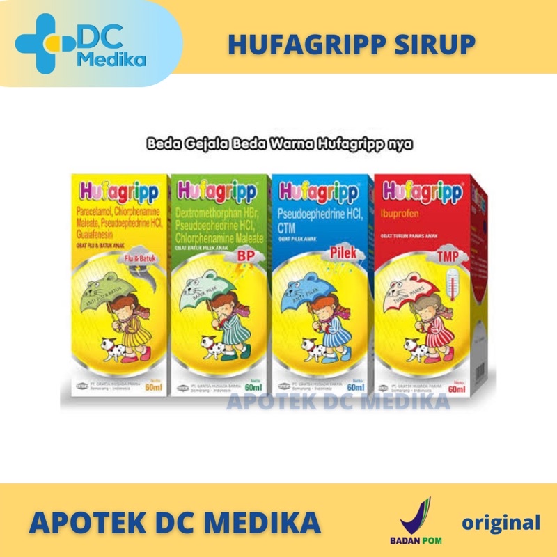 Hufagripp sirup All varian / Hufagrip sirup/ Obat batuk anak / Obat demam anak / Obat flu anak