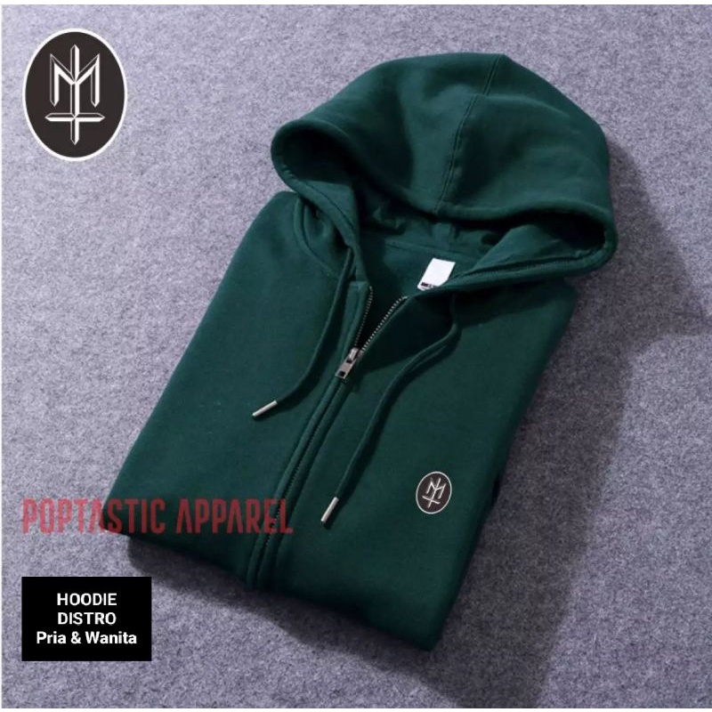 Sweater Hoodie Zipper Pria Distro Maternal Disaster Hijau Bahan Fleece Tebal Premium Jaket Hoodie
