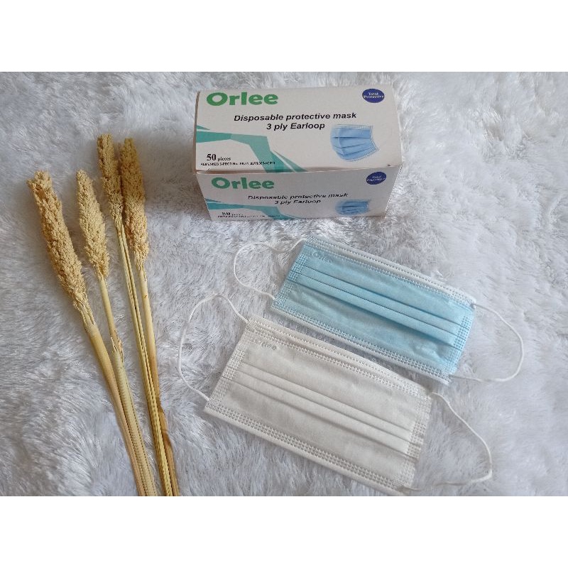 MASKER ORLEE ORIGINAL MODEL MEDIS 3 PLAY EARLOOP ISI 50 PCS