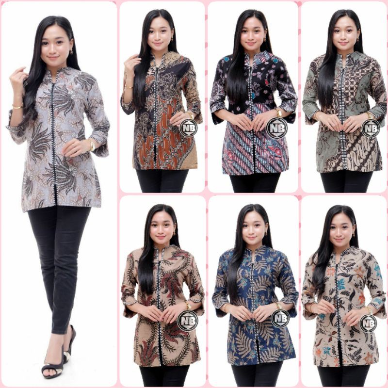 BAJU BATIK WANITA MODERN MONALISA GENES M,L,XL asli PEKALONGAN