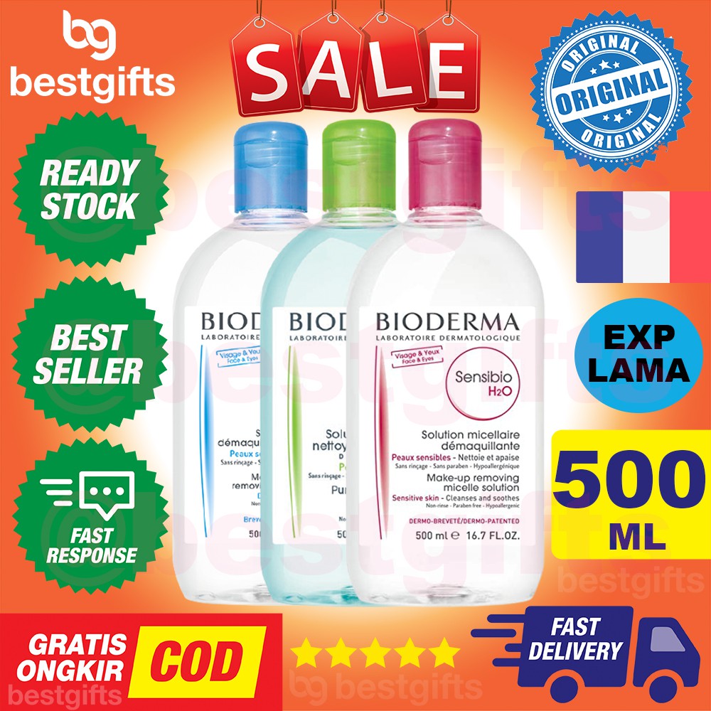 BIODERMA BIO DERMA MAKE UP REMOVER MICELLAR WATER SOLUTION PEMBERSIH MAKEUP WAJAH MUKA MATA 500 ML