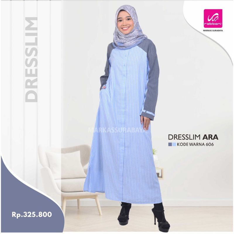 Gamis Wanita Dewasa Motif Garis Dresslim ARA Rabbani ORI