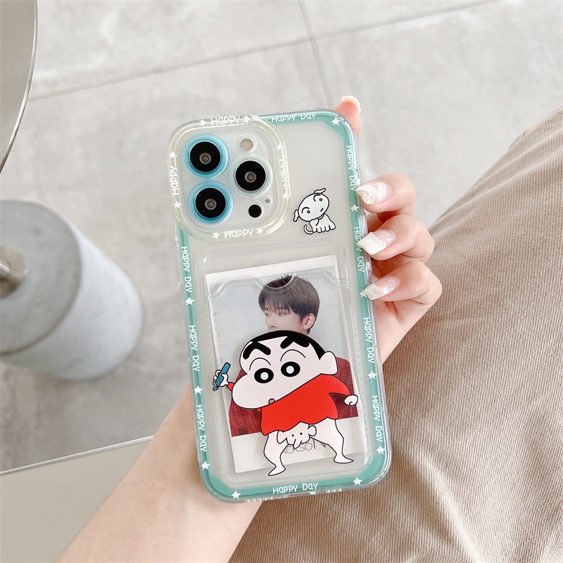 Caute Soft Case TPU Motif Crayon Shin-chan Untuk IPhone 14 13 11 Pro Max 8 7 Plus X XS XR