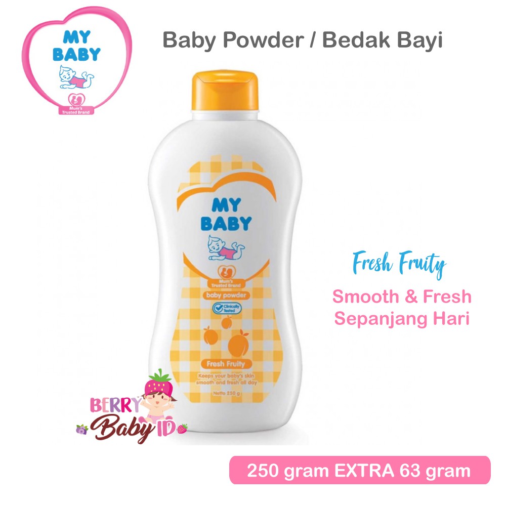 My Baby Powder Bedak Bayi Fresh Fruity 250 g EXTRA 63 g Berry Mart