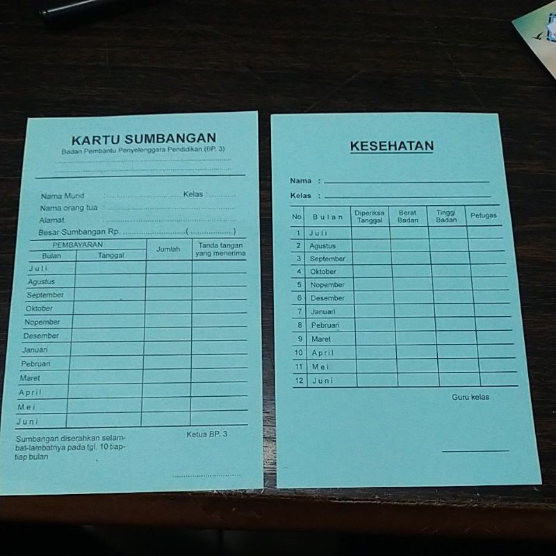 

kartu BP3 dan kartu sumbangan bolak balik