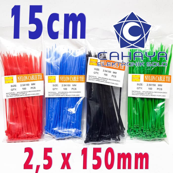 

Tali Kabel WARNA 15cm Kabeltis Cable Tie 2,5mm Plastik Hitam Kuning DA 6787