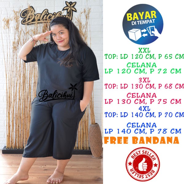 Balicihui Setelan Kasual Jumbo Setelan Plus Size Setelan Bigsize Big Size Setelan 3/4 Setelan Wanita