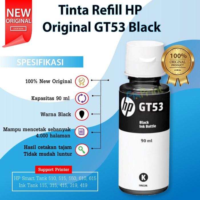 Tinta HP GT52 GT 52 GT53 GT 53 1 Set Warna Printer 115 315 415 319 419