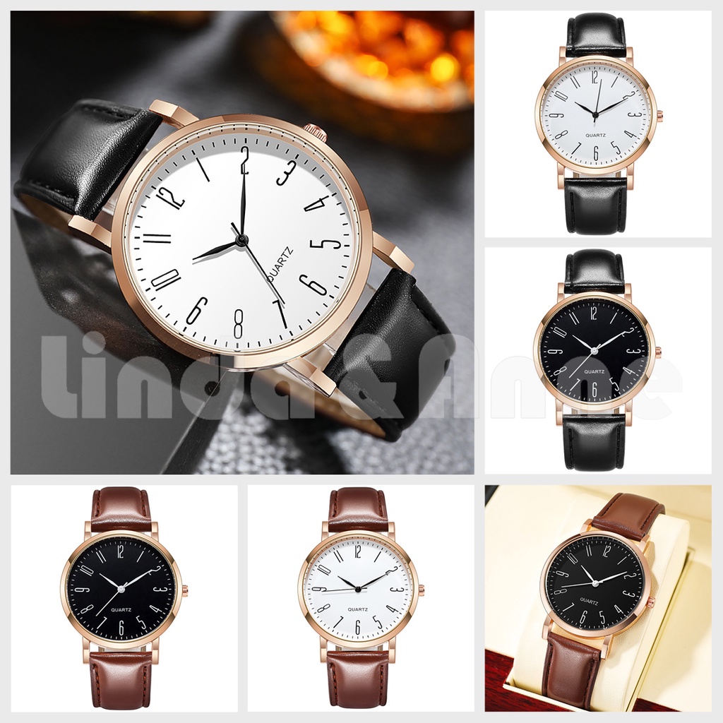 [READY] Jam Tangan Analog Pria Tali Pu Leather / Jam Tangan Pria Casual