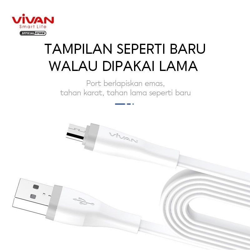 Kabel Data Vivan 2A Quick Charge Fast Charging Micro USB 1M 30CM