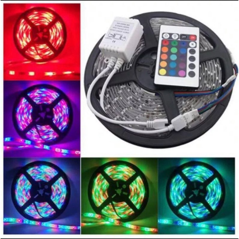 Lampu led STRIP 3528 smd 2835 IP44 ip 44 RGB+remot+ADAPTOR+modul SET