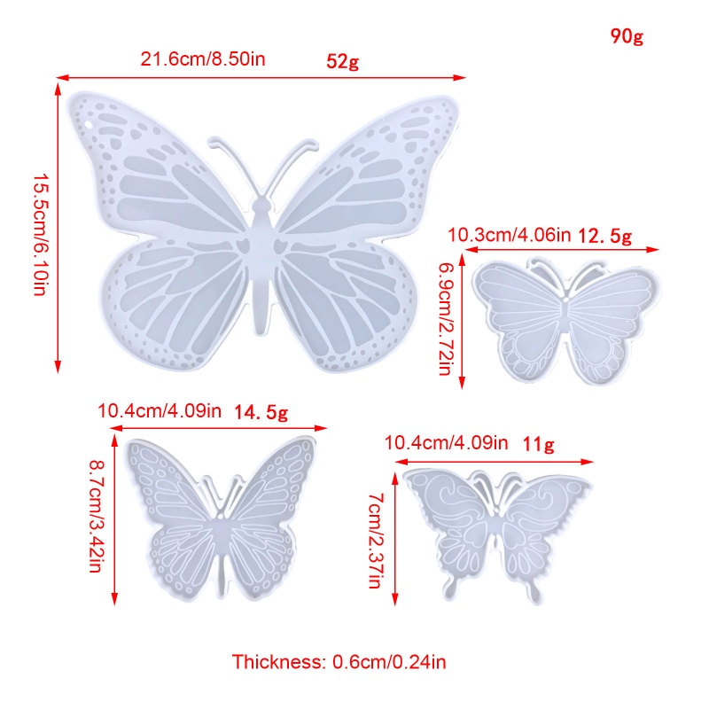 Siy Cetakan Resin Epoksi Bentuk Kupu-Kupu Bahan Silikon Untuk Dekorasi Gantungan Kunci / Perhiasan DIY