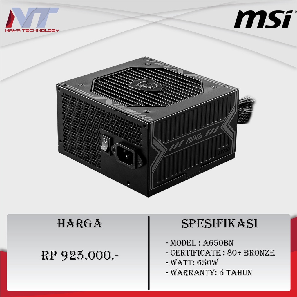 MSI MAG A650BN 650W 80+ Bronze