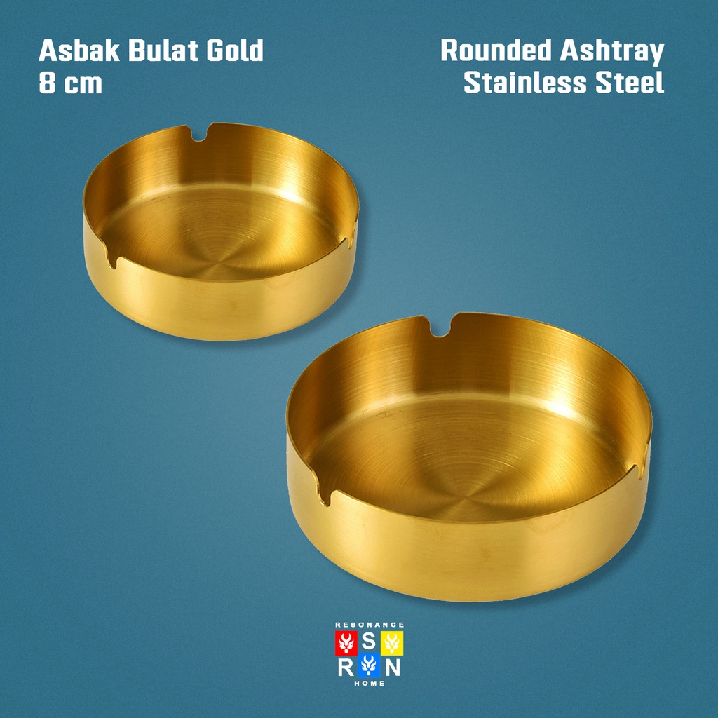 Asbak Bulat Stainless Steel GOLD Diameter 8cm / Ashtray Resonance Home