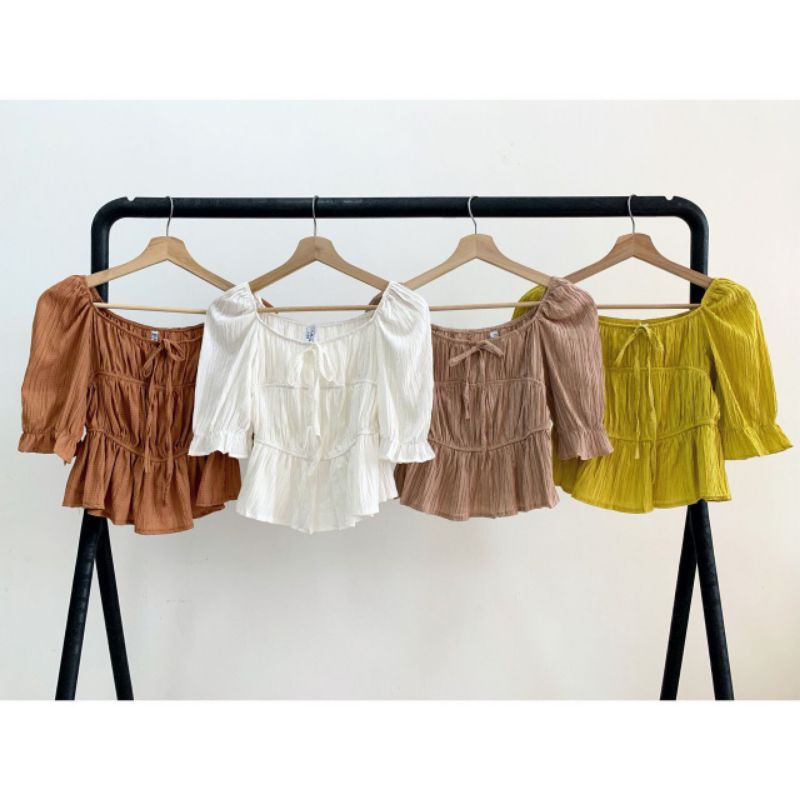 Esther Peplum Ribbon Blouse 0849