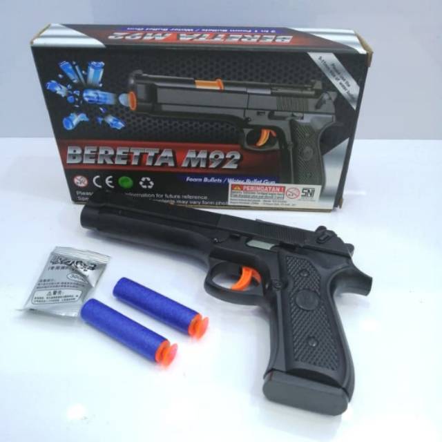 Mainan Pistol Beretta Peluru Nerf & Bublle