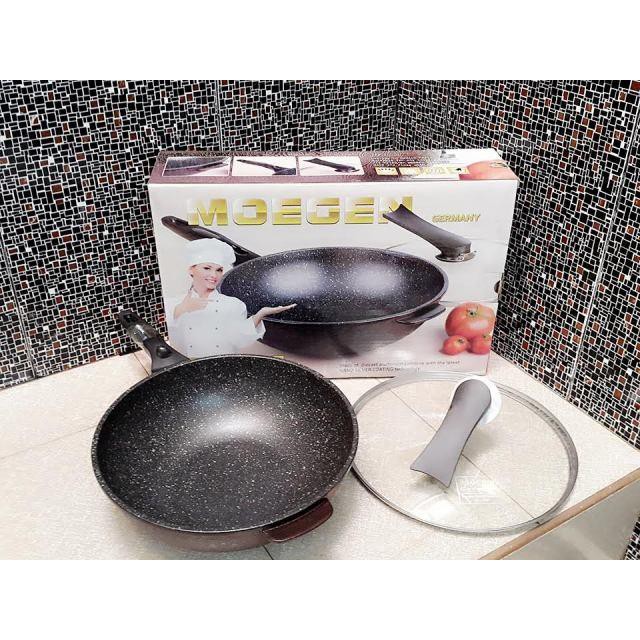 Panci Wok Pan Gangnam Korea Lapisan Marble Tebal - Teflon Anti Lengket